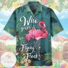 Flamingo Who Gives A Flying Flock Tropical Flowers Print Short Sleeve Hawaiian Casual Shirt