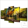 Flying Parrot Animal Five Panel Canvas 5 Piece Wall Art Set