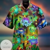 Frogs and mushrooms Print Short Sleeve Hawaiian Casual Shirt