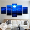 Full Moon Over The Sea Five Panel Canvas 5 Piece Wall Art Set