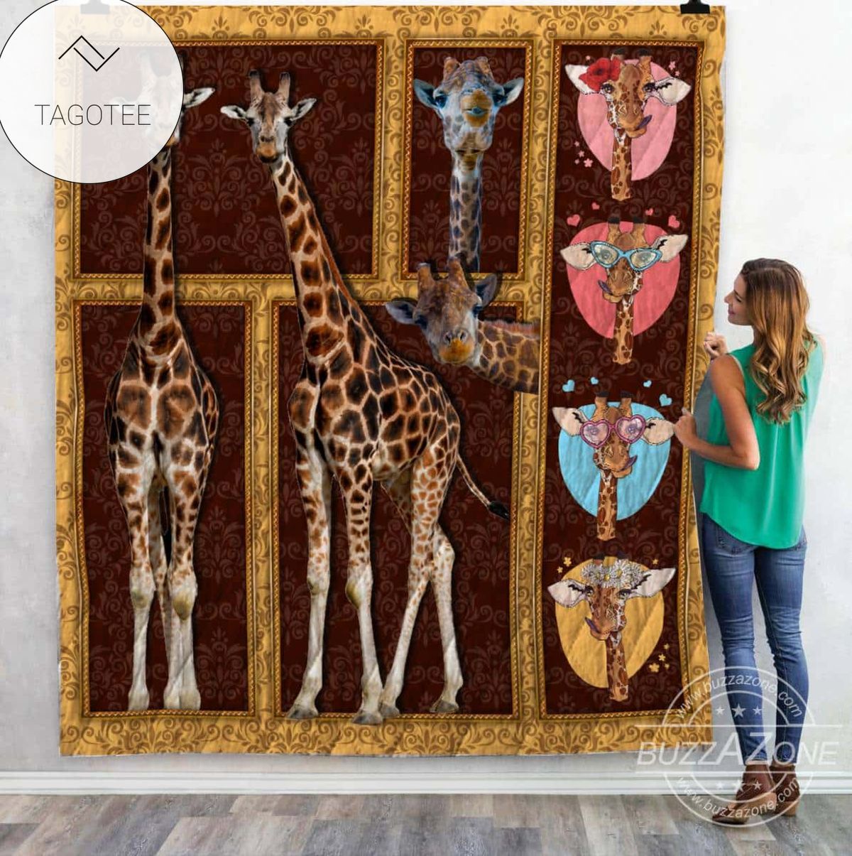 Giraffe Family Quilt Blanket