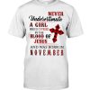 Girl Covered By The Blood Of Jesus Born November Shirt