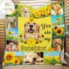 Golden Retriever Sunflower Quilt Blanket