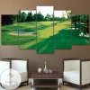 Golf Course Morning Golfing Five Panel Canvas 5 Piece Wall Art Set