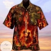 Guitar Lover Print Short Sleeve Hawaiian Casual Shirt