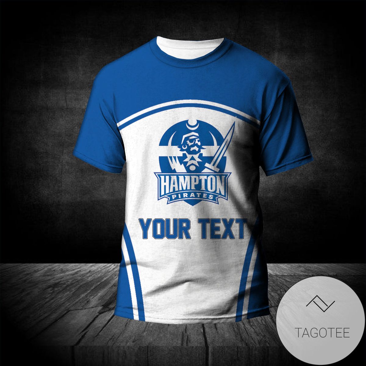 Hampton Pirates All Over Print T-shirt Curve Style Sport- NCAA