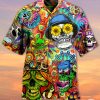 Hippie Colorful Skulls Unisex Hawaiian Shirt