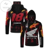 Jett Lawrence 18 Honda Motogp Racing Showa Dunlop All Over Print 3D Gaiter Hoodie - Black