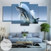 Jumping White Shark 3 Animal Five Panel Canvas 5 Piece Wall Art Set