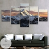 K2 Snowy Mountain Peak Five Panel Canvas 5 Piece Wall Art Set