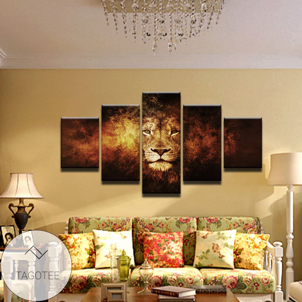 Lion Abstract Five Panel Canvas 5 Piece Wall Art Set