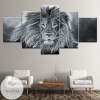 Lion Animal Abstract Black And White Animal Five Panel Canvas 5 Piece Wall Art Set