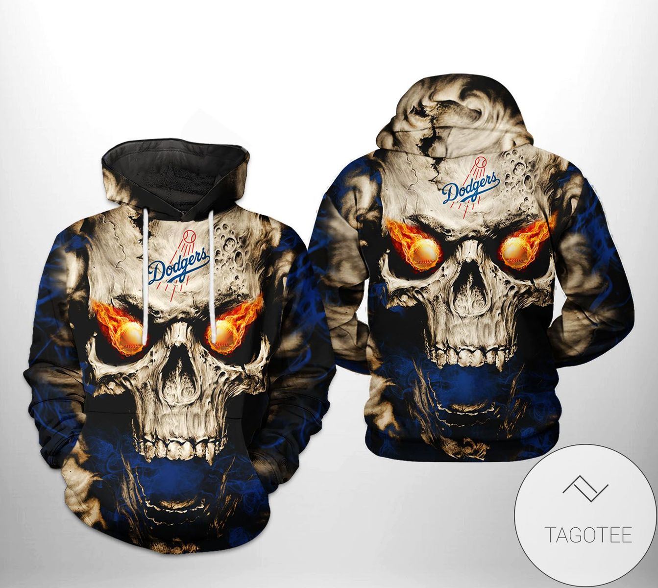 Los Angeles Dodgers MLB Skull 3D Printed Hoodie Zipper Hooded Jacket