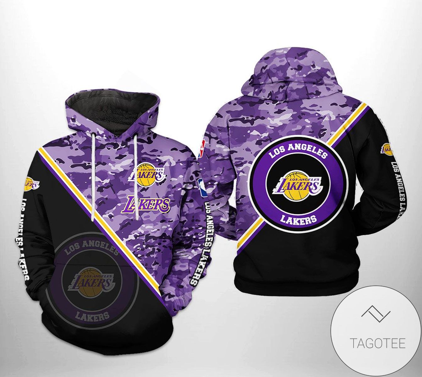 Los Angeles Lakers NBA US Camo Team 3D Printed Hoodie Zipper Hooded Jacket
