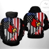 Louisville Cardinals NCAA US Flag 3D Printed Hoodie Zipper Hooded Jacket