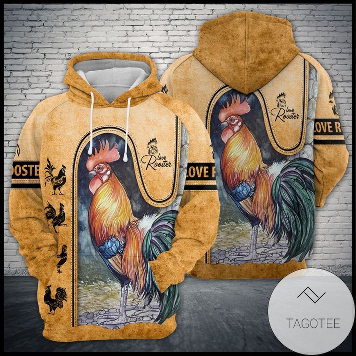 Love Rooster 3D Printed Hoodie Zipper Hooded Jacket