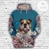 Lovely Bulldog And Flower 3D Printed Hoodie Zipper Hooded Jacket