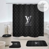 Lv Dark Gray Shower Curtain Waterproof Luxury Bathroom Mat Set Luxury Brand Shower Curtain Luxury Window Curtains