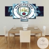 Manchester City Thunder Logo Soccer Five Panel Canvas 5 Piece Wall Art Set