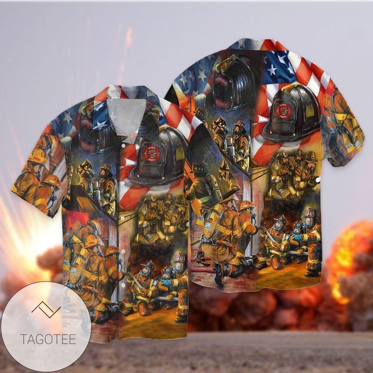 Memorial Day Firefighter 1 For Men And Women Graphic Print Short Sleeve Hawaiian Casual Shirt