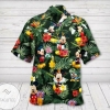 Mickey Leaf Green Graphic Print Short Sleeve Hawaiian Shirt