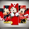 Mickey Mouse Mickey Giving Flowers To Minnie Cartoon Five Panel Canvas 5 Piece Wall Art Set