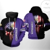Minnesota Vikings NFL US Flag Skull Team 3D Printed Hoodie Zipper Hooded Jacket