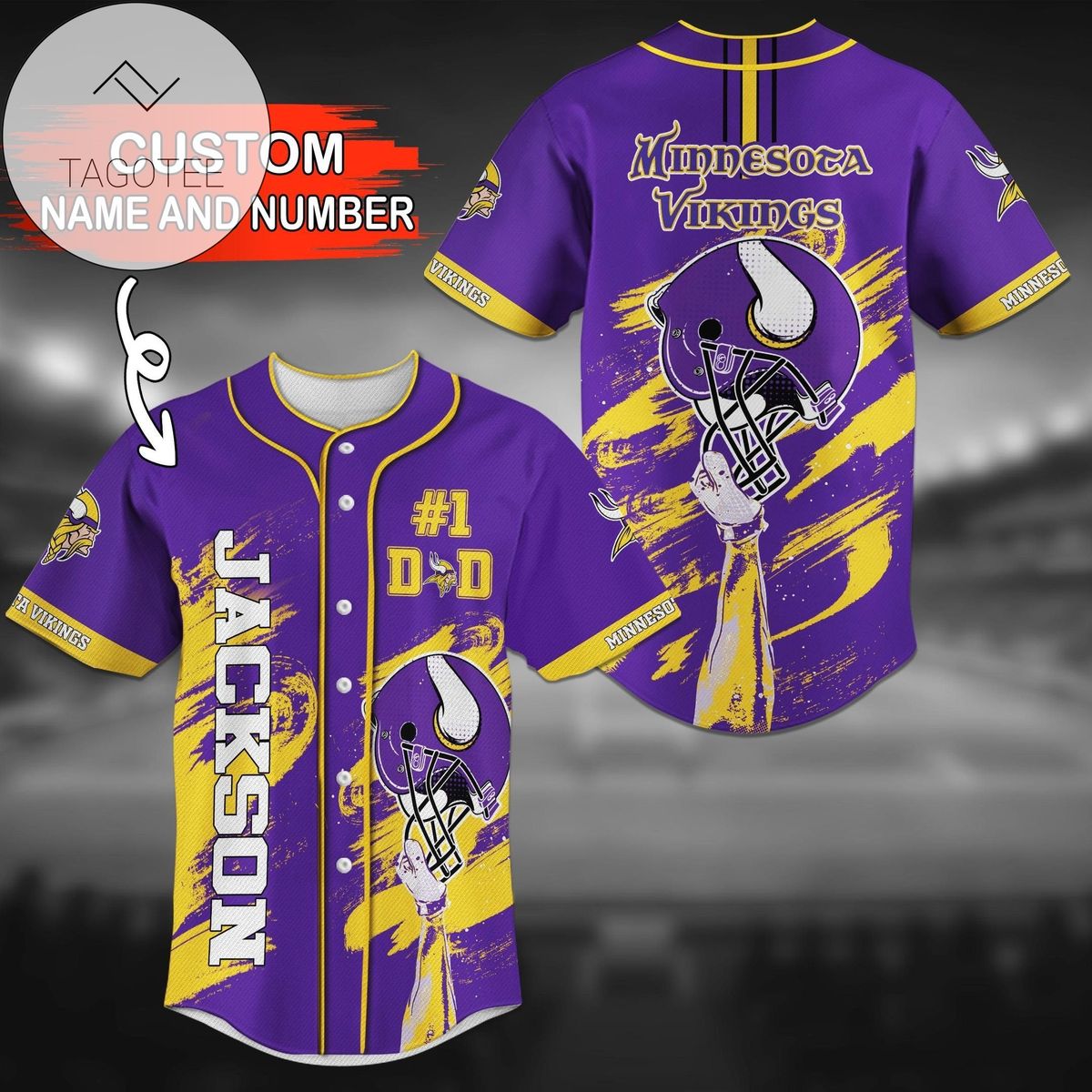 Minnesota Vikings Personalized Baseball Jersey Shirt No1 Dad - NFL
