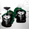 Minnesota Wild NHL Skull Punisher 3D Printed Hoodie Zipper Hooded Jacket