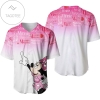 Minnie Mouse Quotes Pattern All Over Print Baseball Jersey - Ombre Pink White