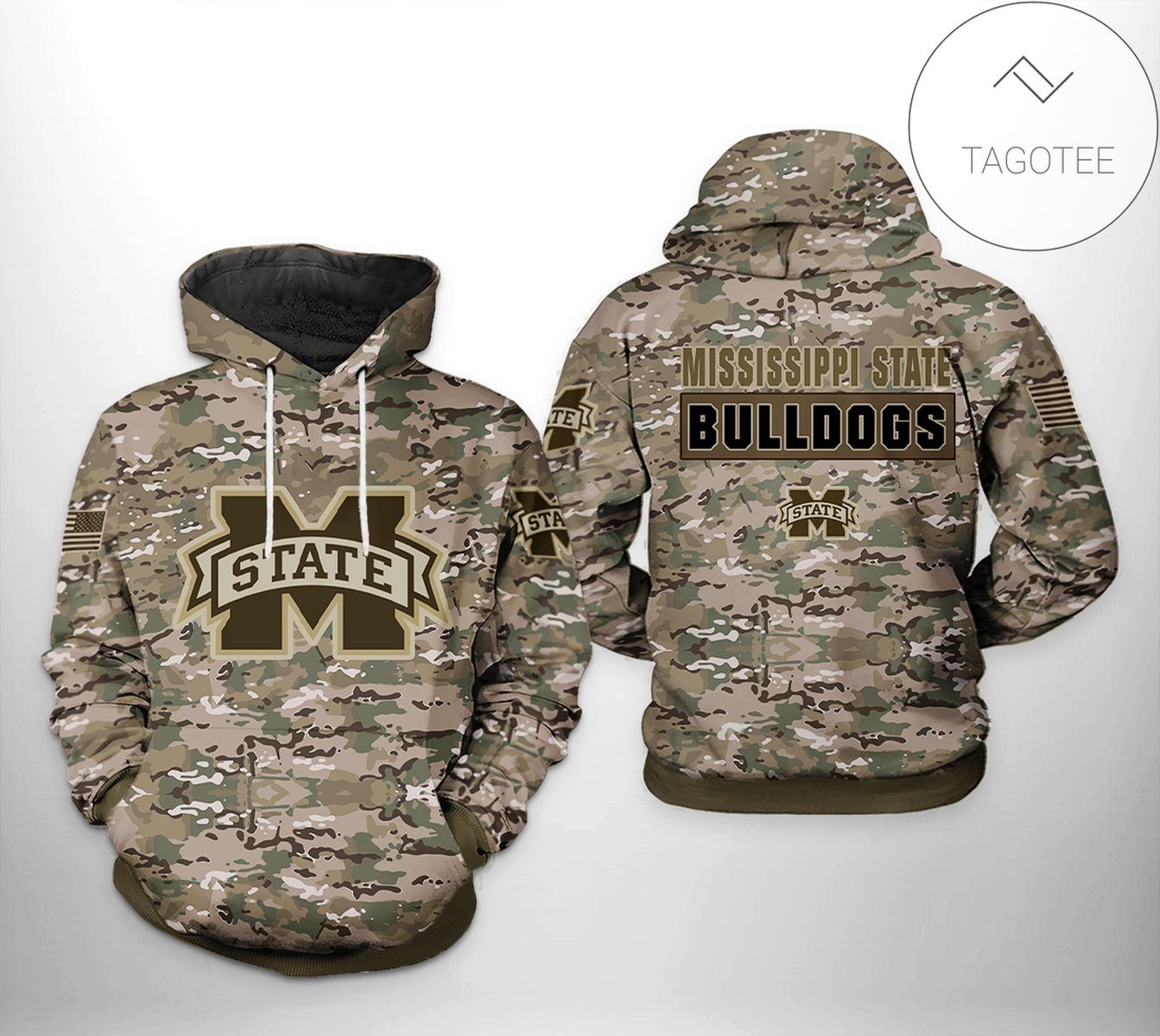 Mississippi State Bulldogs NCAA Camo Veteran 3D Printed Hoodie Zipper Hooded Jacket