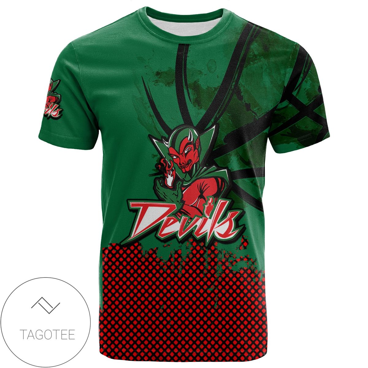 Mississippi Valley State Delta Devils All Over Print T-shirt Men's Basketball Net Grunge Pattern- NCAA