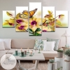 Monarch Butterfly And Flowers Five Panel Canvas 5 Piece Wall Art Set