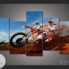 Motorcycle Racing Sport Five Panel Canvas 5 Piece Wall Art Set