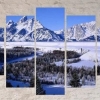 Mountains Forest Winter Snow Landscapes Nature Five Panel Canvas 5 Piece Wall Art Set