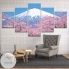 Mt. Fuji Cherry Blossoms Japan Five Panel Canvas 5 Piece Wall Art Set