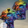 Mushroom Trippy Psychedelic Summer Vacation Hawaiian Graphic Print Short Sleeve Hawaiian Shirt