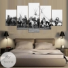 Native American Indian Warriors Teepees Five Panel Canvas 5 Piece Wall Art Set