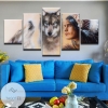 Native American With Wolves Five Panel Canvas 5 Piece Wall Art Set