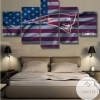 New England Patriots American Flag Abstract Five Panel Canvas 5 Piece Wall Art Set