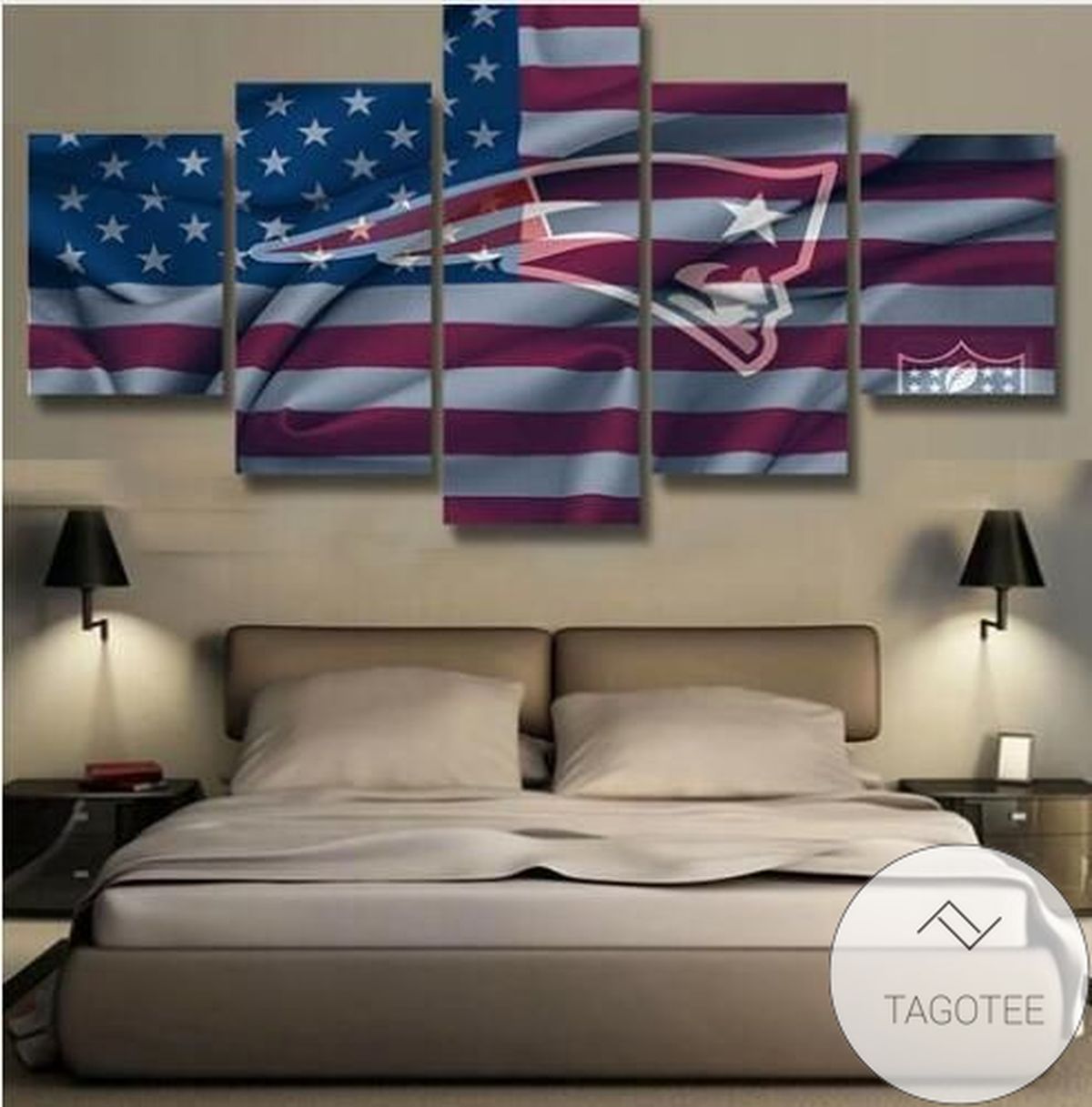 New England Patriots American Flag Sport Five Panel Canvas 5 Piece Wall Art Set