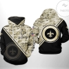 New Orleans Saints NFL Camo Team 3D Printed Hoodie Zipper Hooded Jacket