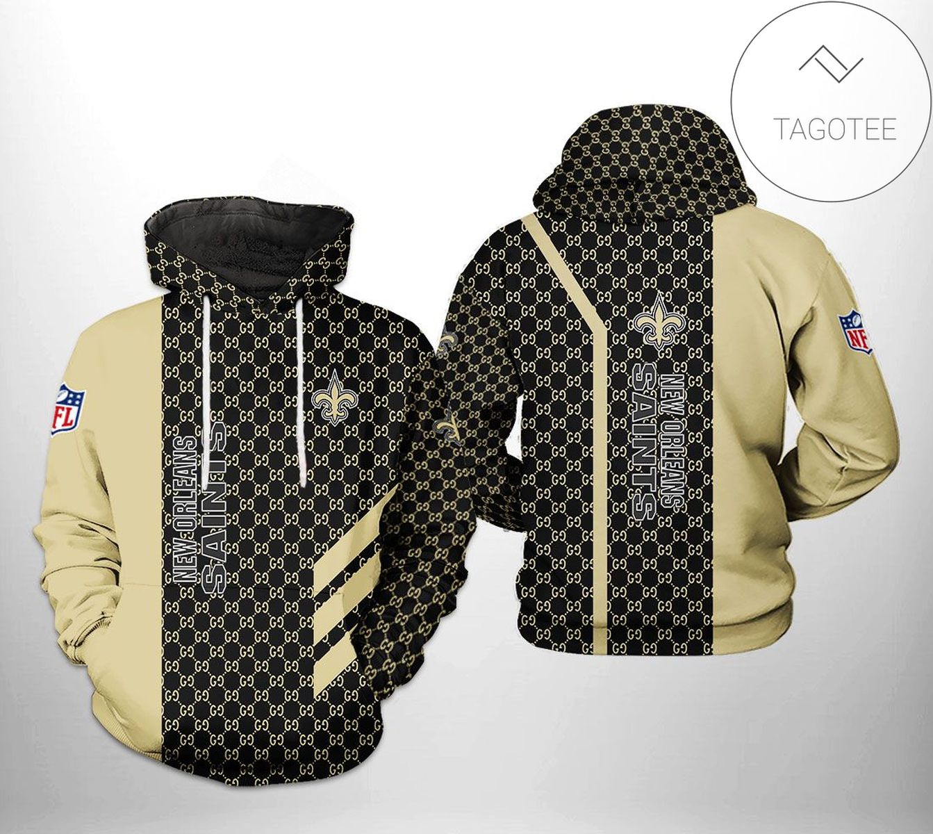 New Orleans Saints NFL Team Pattern Mix 3D Printed Hoodie Zipper Hooded Jacket