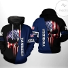 New York Yankees MLB US Flag Skull 3D Printed Hoodie Zipper Hooded Jacket
