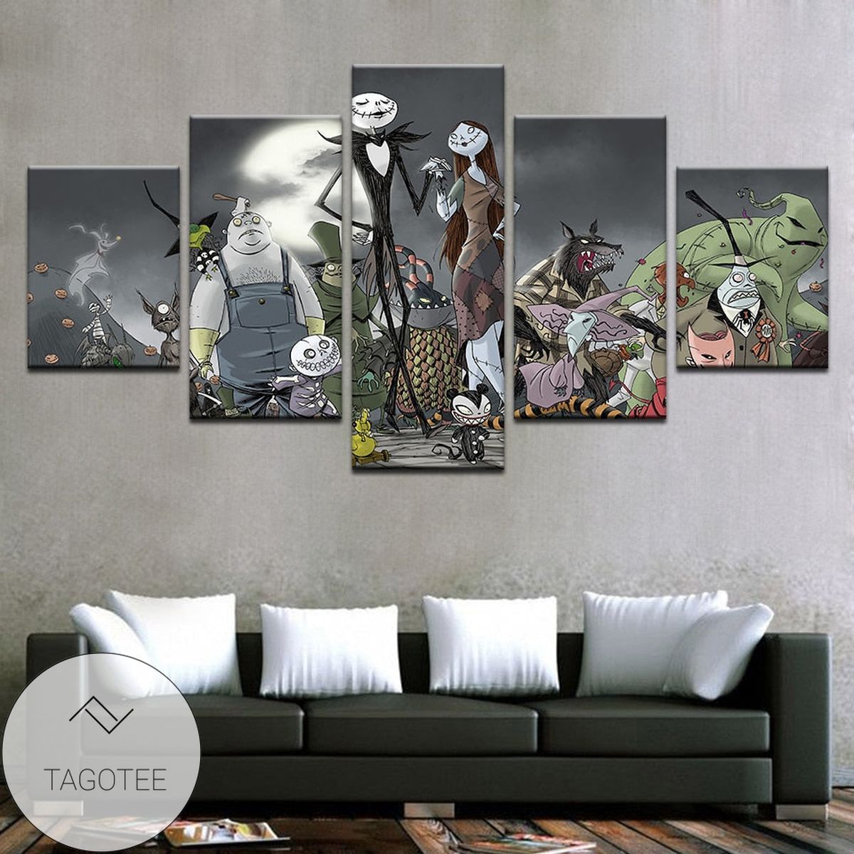 Nightmare Before Christmas Five Panel Canvas 5 Piece Wall Art Set