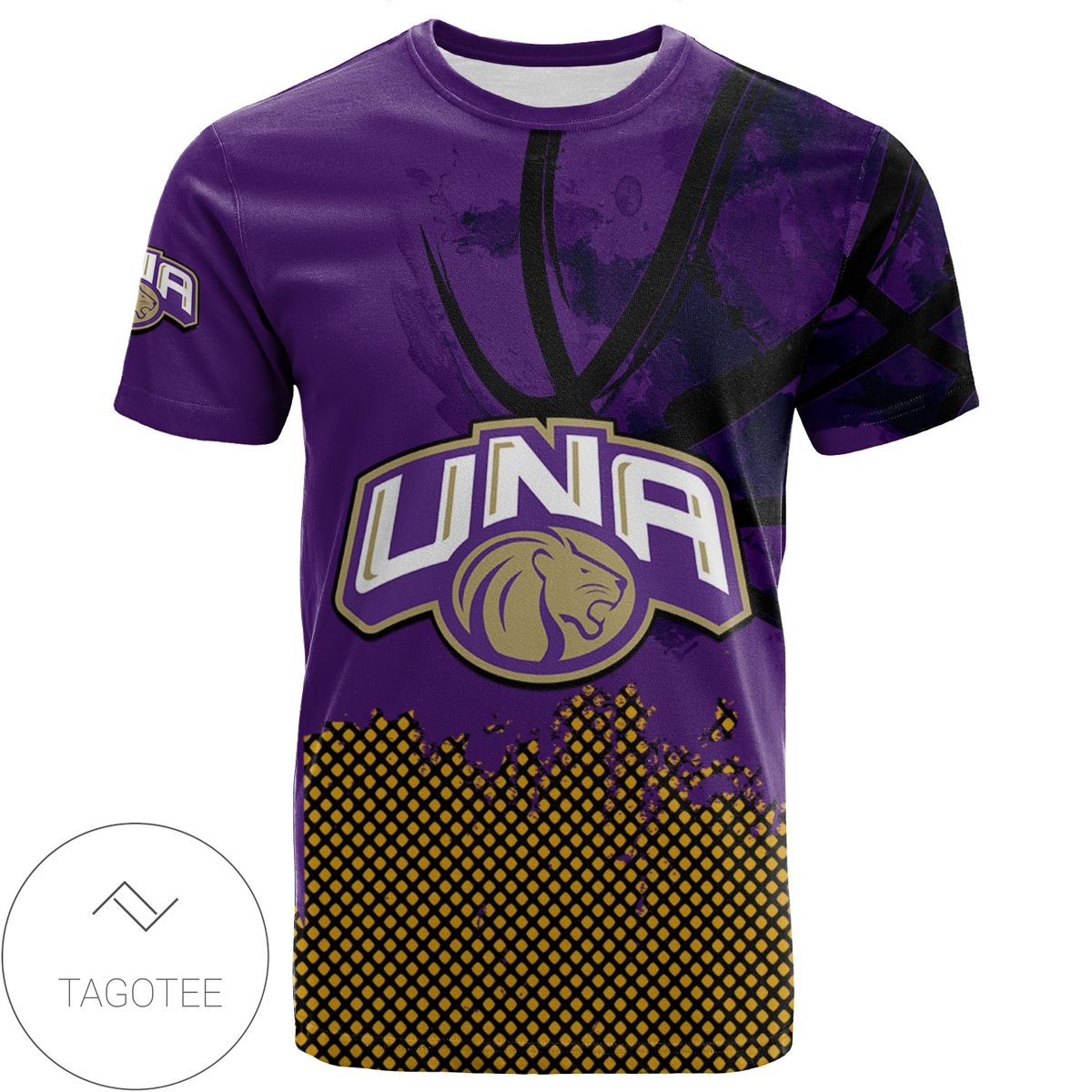 North Alabama Lions All Over Print T-shirt Men's Basketball Net Grunge Pattern- NCAA