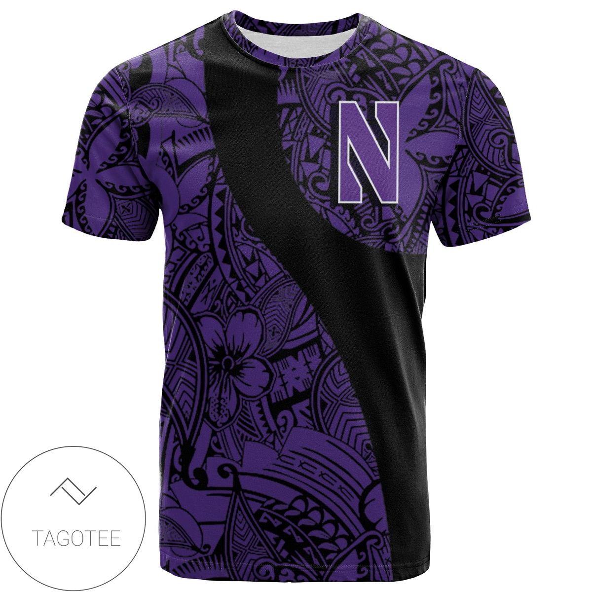 Northwestern Wildcats All Over Print T-shirt Polynesian  - NCAA