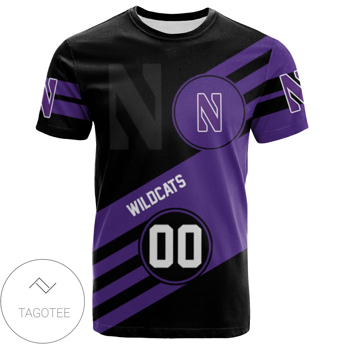 Northwestern Wildcats All Over Print T-shirt Sport Style Logo  - NCAA