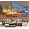 Ocean Sea Wave Sunset Seascape 2 Nature Five Panel Canvas 5 Piece Wall Art Set
