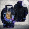 Owl Purple Heart Flower 3D Printed Hoodie Zipper Hooded Jacket